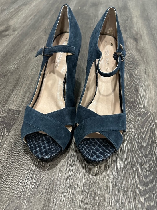 Franco Sarto Shoes - Franco Sarto Dark Blue Suede Peep-Toe Heels Size 10